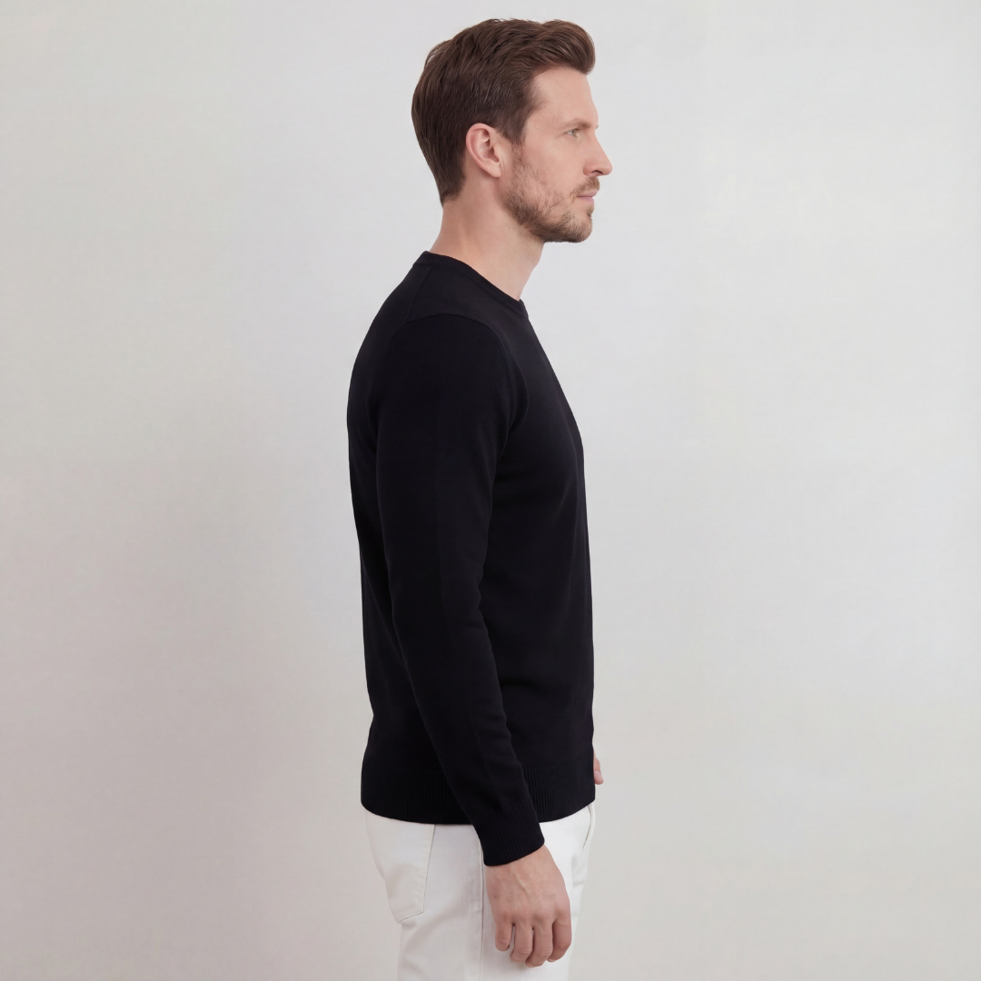 Schwarzer Rundhals-Pullover
