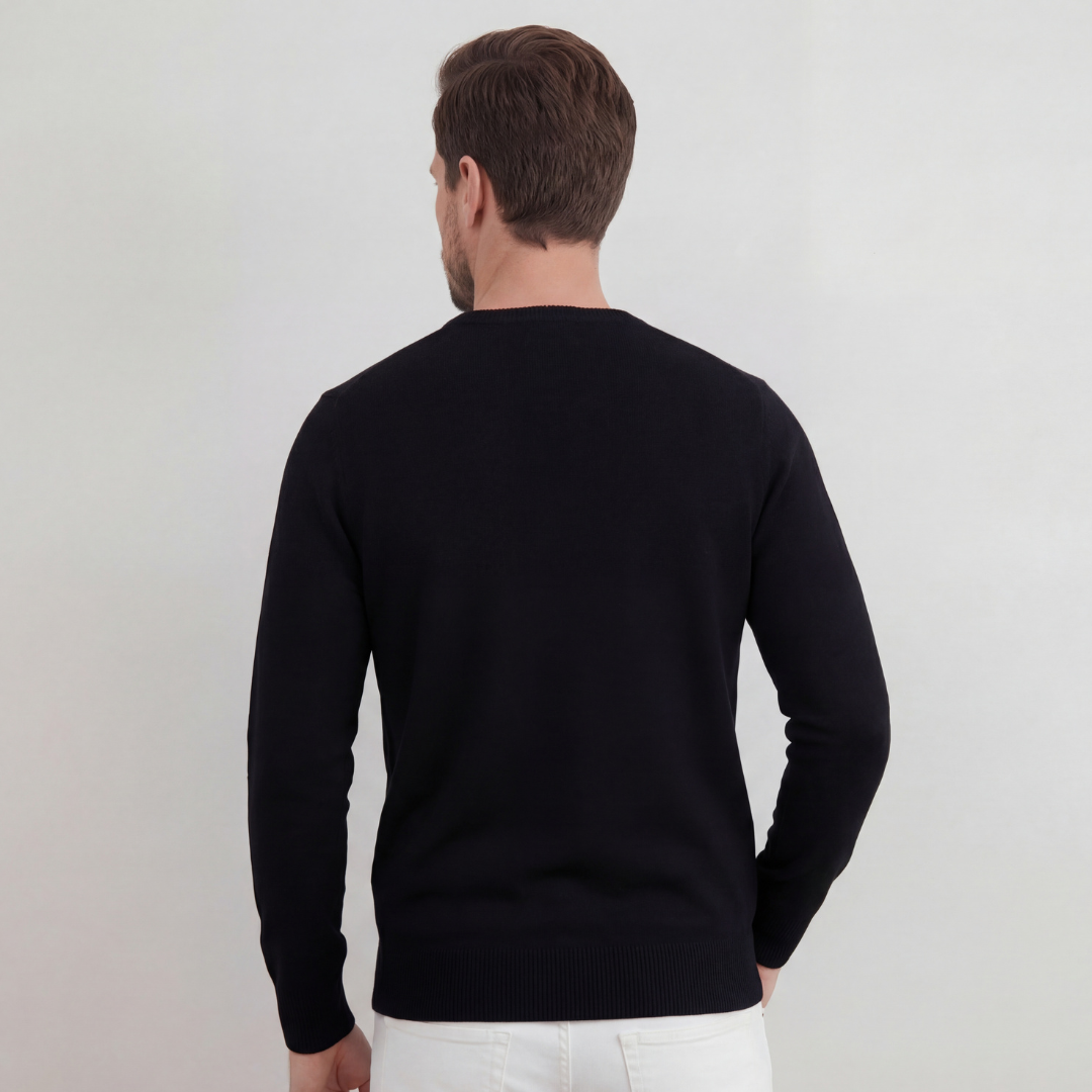 Schwarzer Rundhals-Pullover