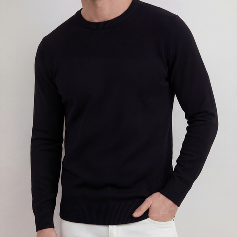 Schwarzer Rundhals-Pullover