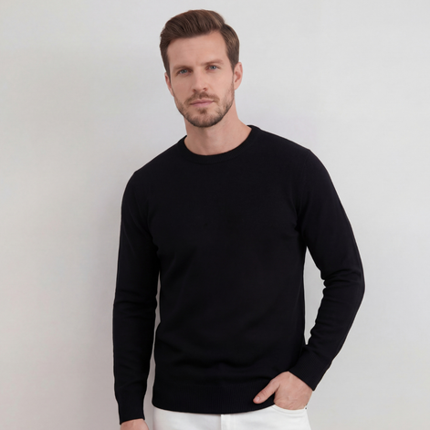 Schwarzer Rundhals-Pullover