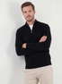 Schwarzer Halb-Reißverschluss-Pullover