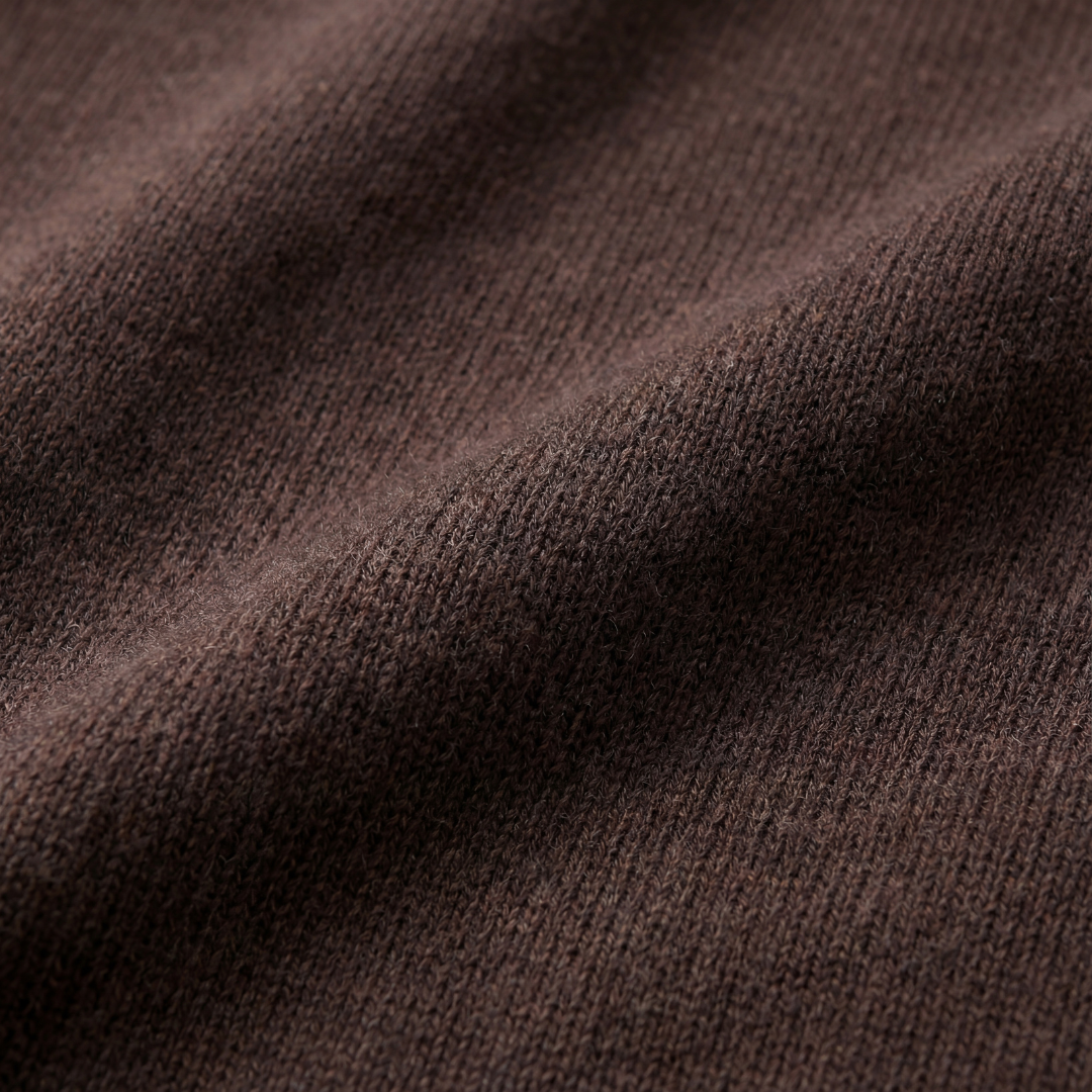 Brauner Halb-Reißverschluss-Pullover