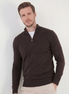 Brauner Halb-Reißverschluss-Pullover