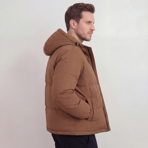 Braune Steppjacke mit Kapuze