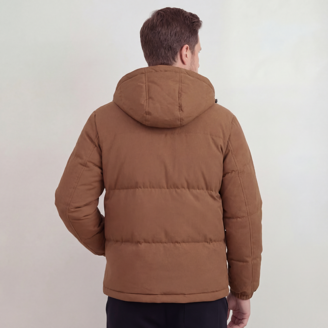 Braune Steppjacke mit Kapuze