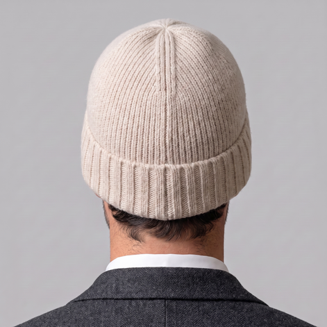 Cashmere-Beanie mit Rippstruktur