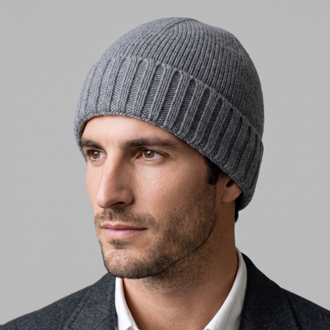 Cashmere-Beanie mit Rippstruktur
