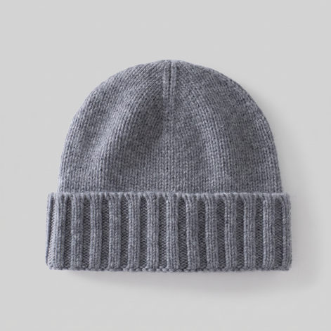 Cashmere-Beanie mit Rippstruktur