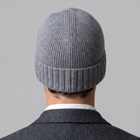 Cashmere-Beanie mit Rippstruktur