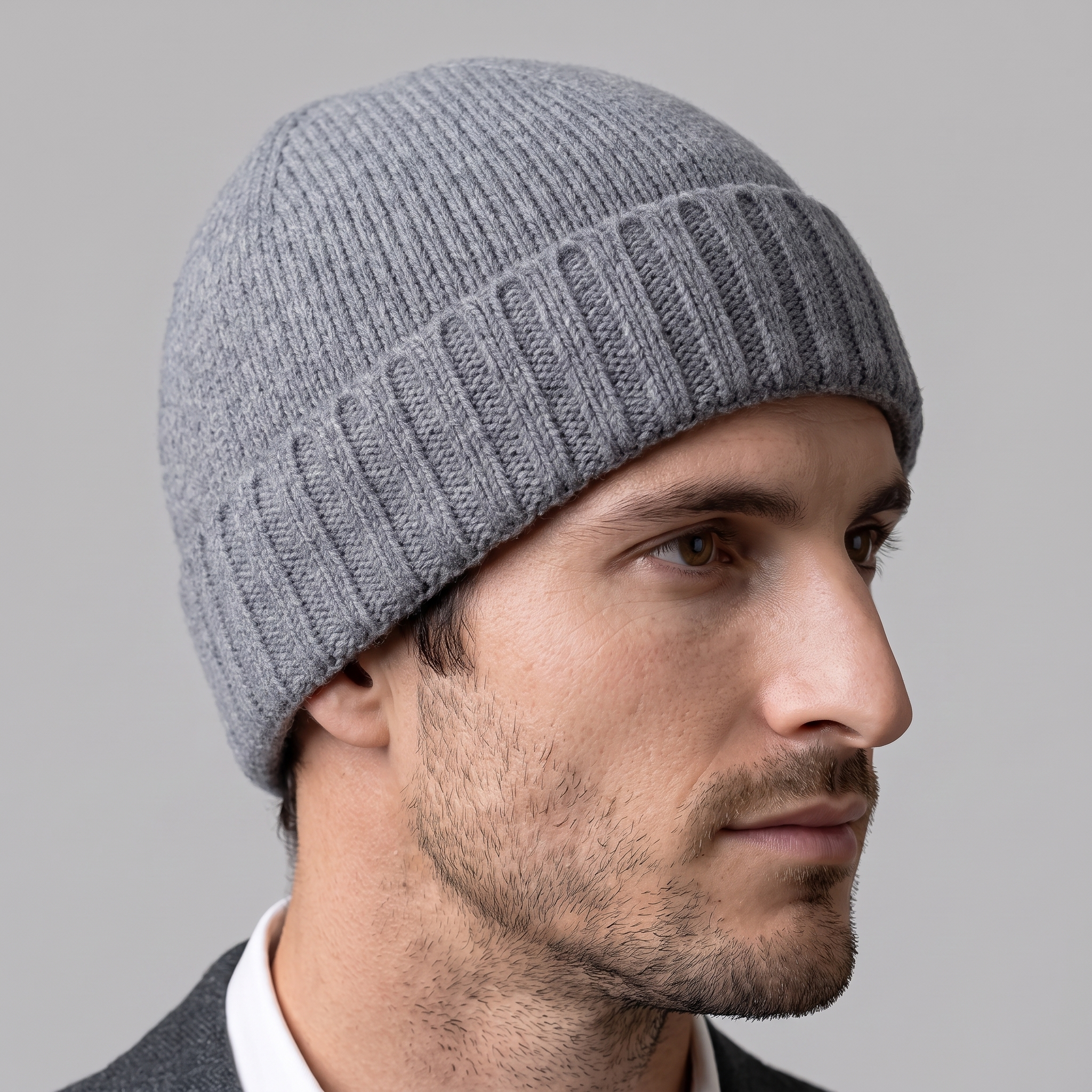 Cashmere-Beanie mit Rippstruktur
