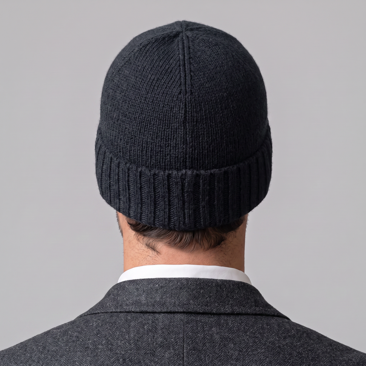 Cashmere-Beanie mit Rippstruktur