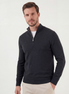 Anthrazitfarbener Pullover mit Halbreißverschluss