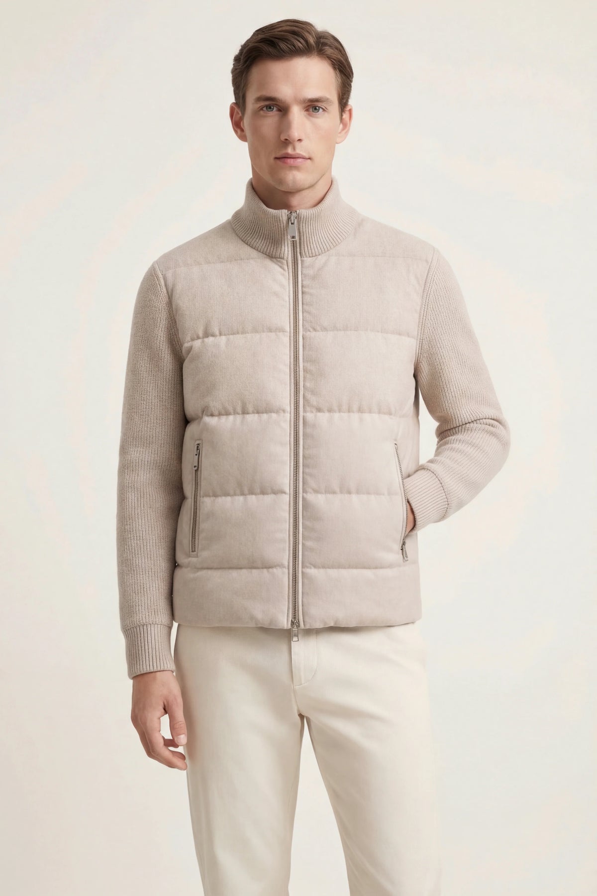Damen Steppstrickjacke mit Stehkragen