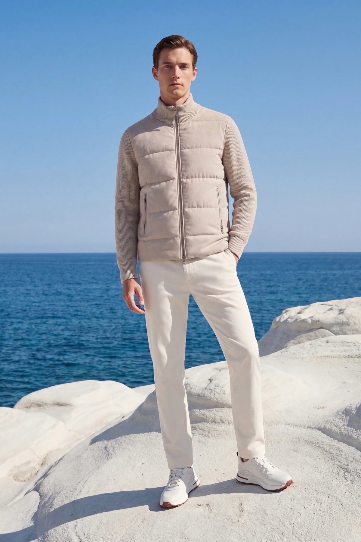 Damen Steppstrickjacke mit Stehkragen