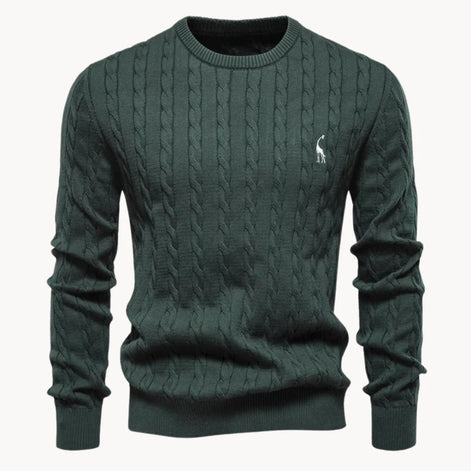 Herren Zopfstrickpullover mit Rundhalsausschnitt