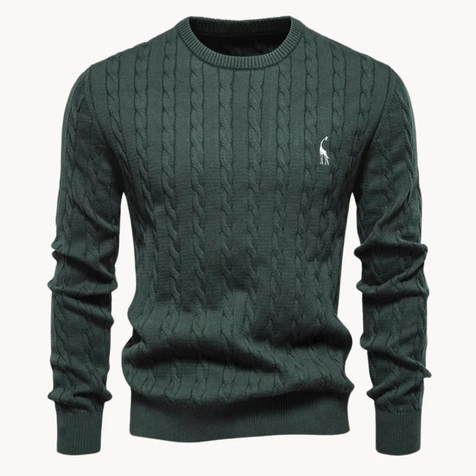 Herren Zopfstrickpullover mit Rundhalsausschnitt