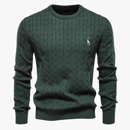 Herren Zopfstrickpullover mit Rundhalsausschnitt