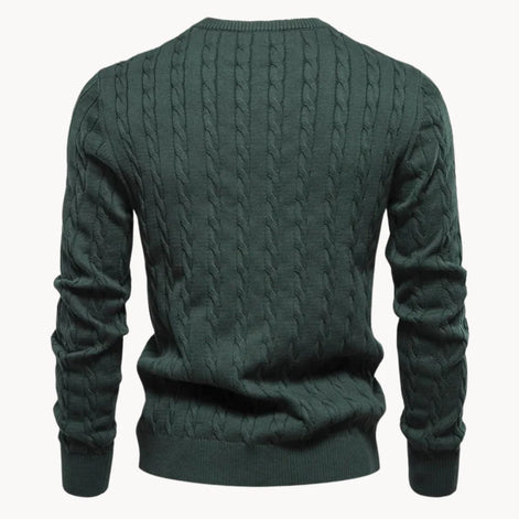 Herren Zopfstrickpullover mit Rundhalsausschnitt
