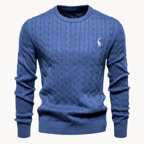 Herren Zopfstrickpullover mit Rundhalsausschnitt