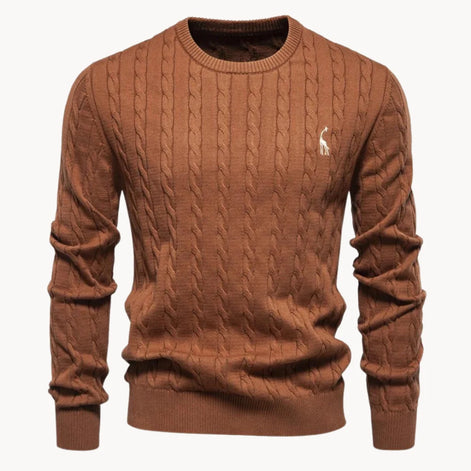 Herren Zopfstrickpullover mit Rundhalsausschnitt
