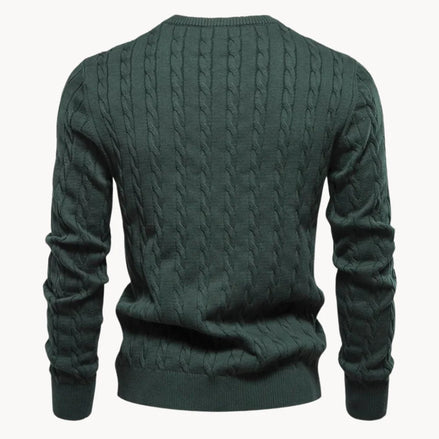 Herren Zopfstrickpullover mit Rundhalsausschnitt