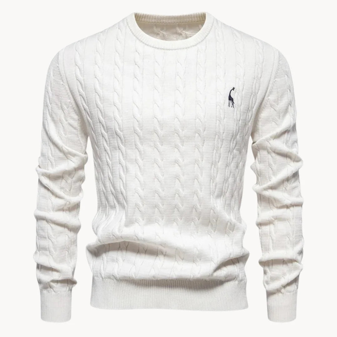 Herren Zopfstrickpullover mit Rundhalsausschnitt
