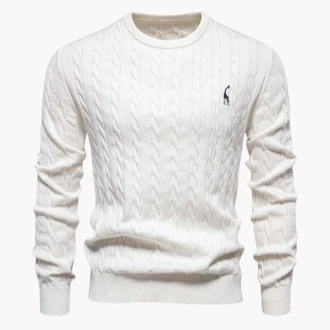 Herren Zopfstrickpullover mit Rundhalsausschnitt