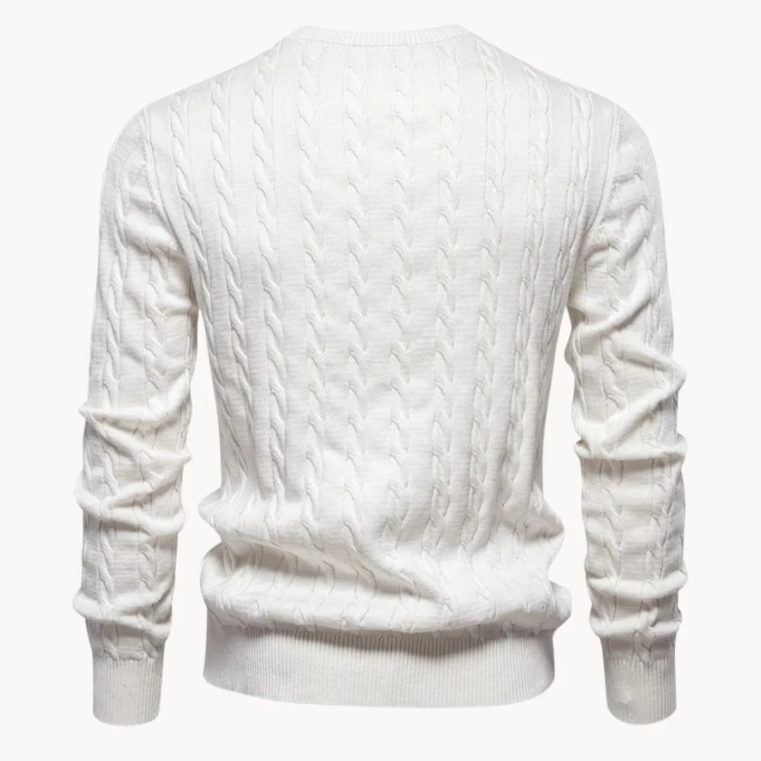 Herren Zopfstrickpullover mit Rundhalsausschnitt