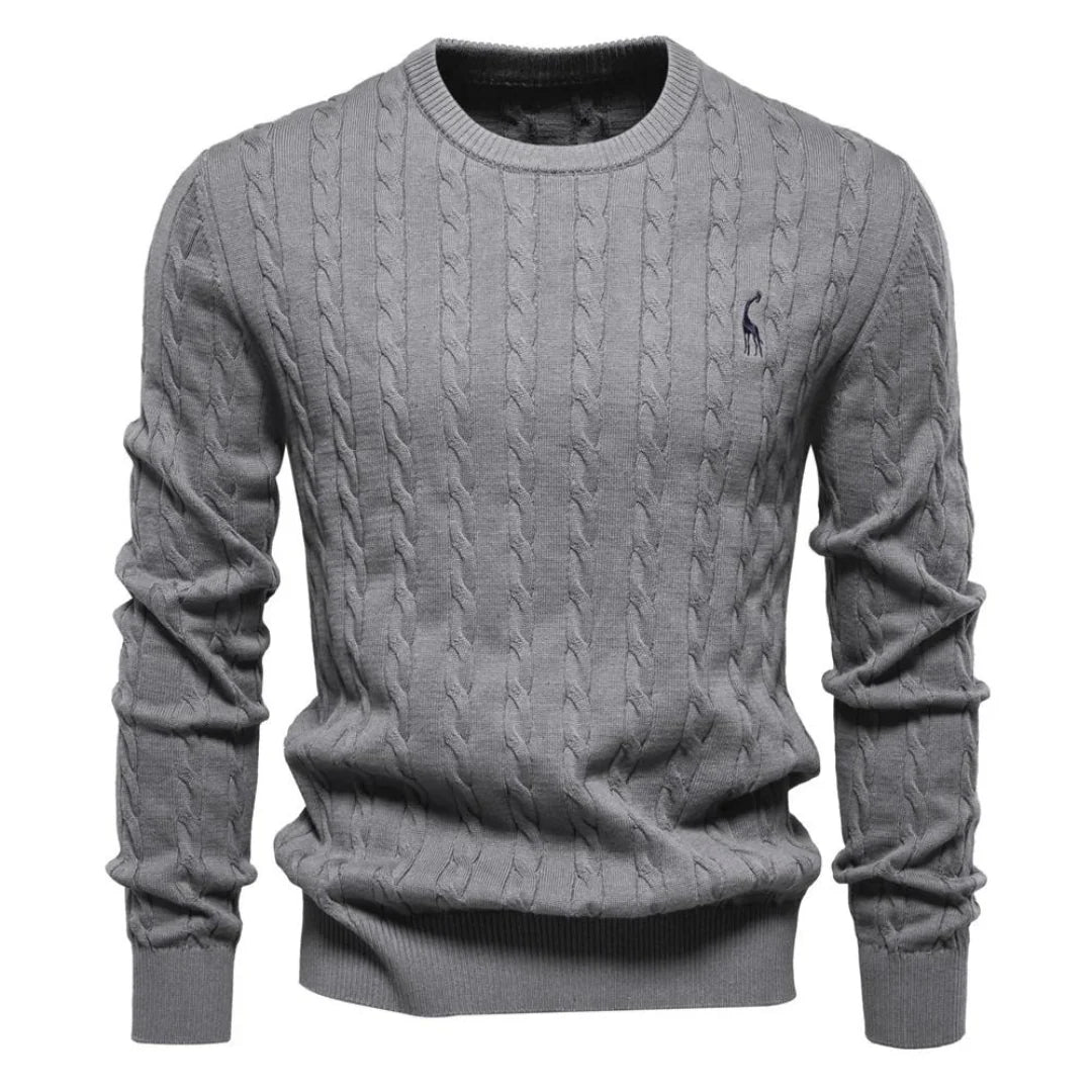 Herren Zopfstrickpullover mit Rundhalsausschnitt