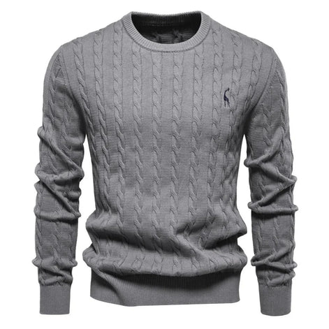 Herren Zopfstrickpullover mit Rundhalsausschnitt