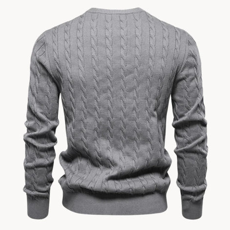 Herren Zopfstrickpullover mit Rundhalsausschnitt