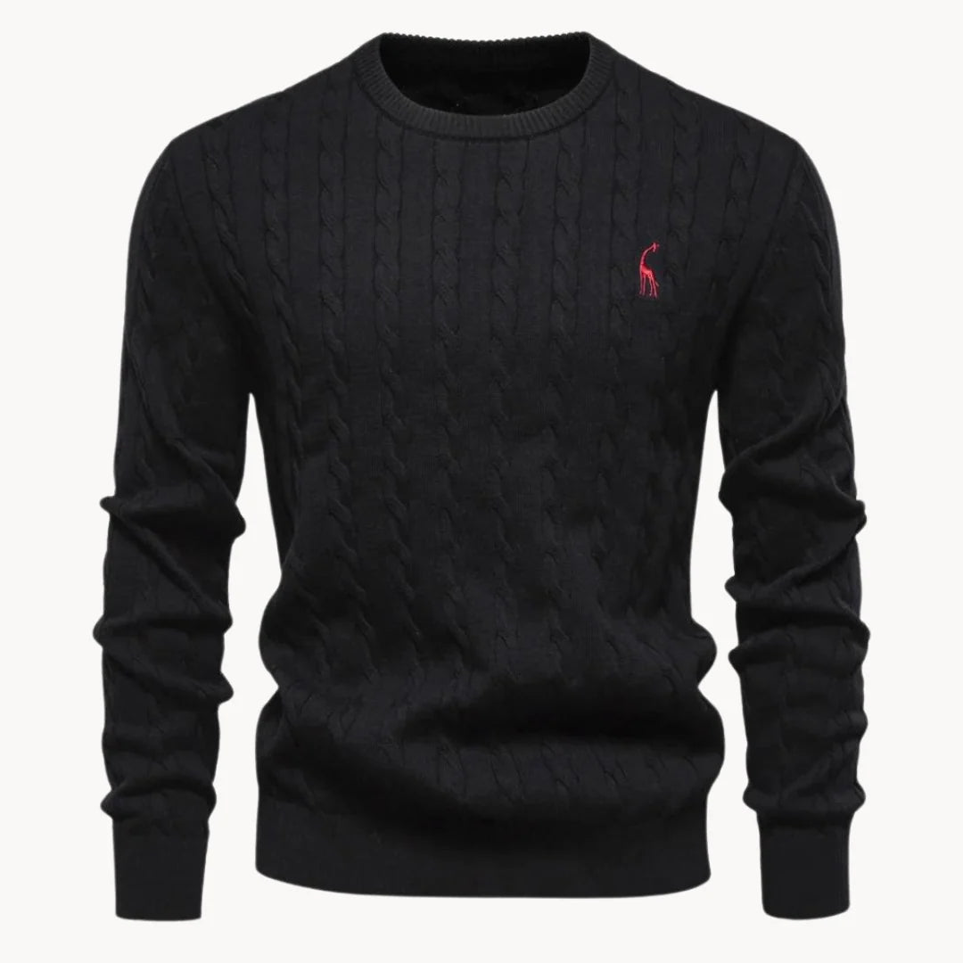 Herren Zopfstrickpullover mit Rundhalsausschnitt
