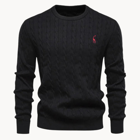 Herren Zopfstrickpullover mit Rundhalsausschnitt