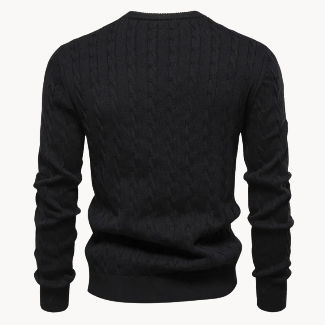 Herren Zopfstrickpullover mit Rundhalsausschnitt