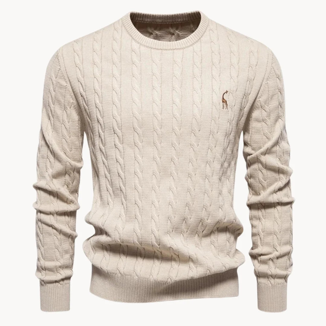 Herren Zopfstrickpullover mit Rundhalsausschnitt