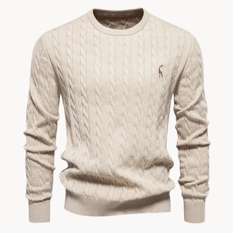 Herren Zopfstrickpullover mit Rundhalsausschnitt