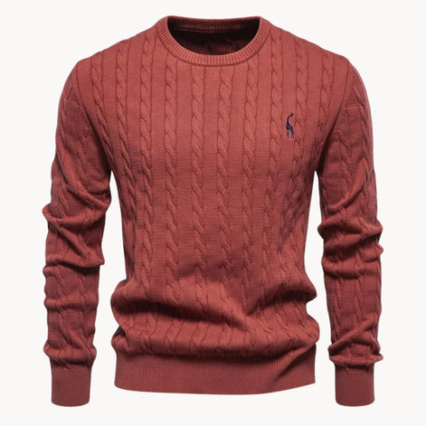 Herren Zopfstrickpullover mit Rundhalsausschnitt
