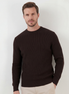 Dunkelbrauner Rippenstrickpullover