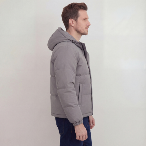 Graue Steppjacke mit Kapuze