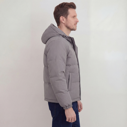 Graue Steppjacke mit Kapuze
