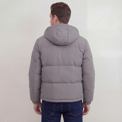 Graue Steppjacke mit Kapuze