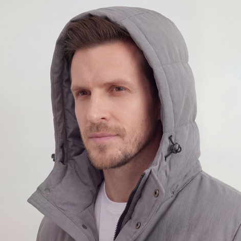 Graue Steppjacke mit Kapuze