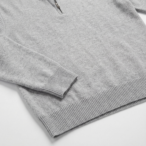 Grau Mélange Halbreißverschluss Pullover
