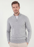 Grau Mélange Halbreißverschluss Pullover