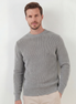 Grau Mélange Rippenstrickpullover