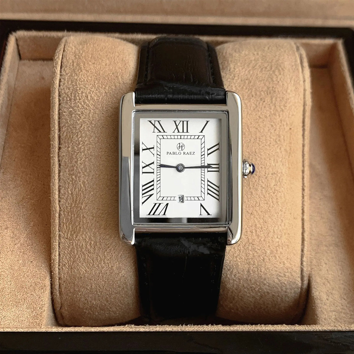 Herren Analoguhr Mit Rechteckigem Zifferblatt Und Lederarmband