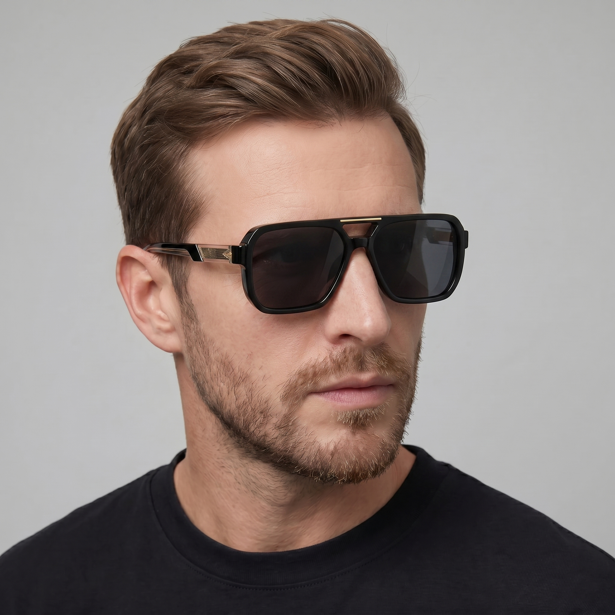 Herren Aviator Sonnenbrille Doppelbrücke