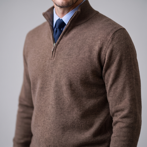 Herren Baumwoll-Pullover mit kurzem Reissverschluss