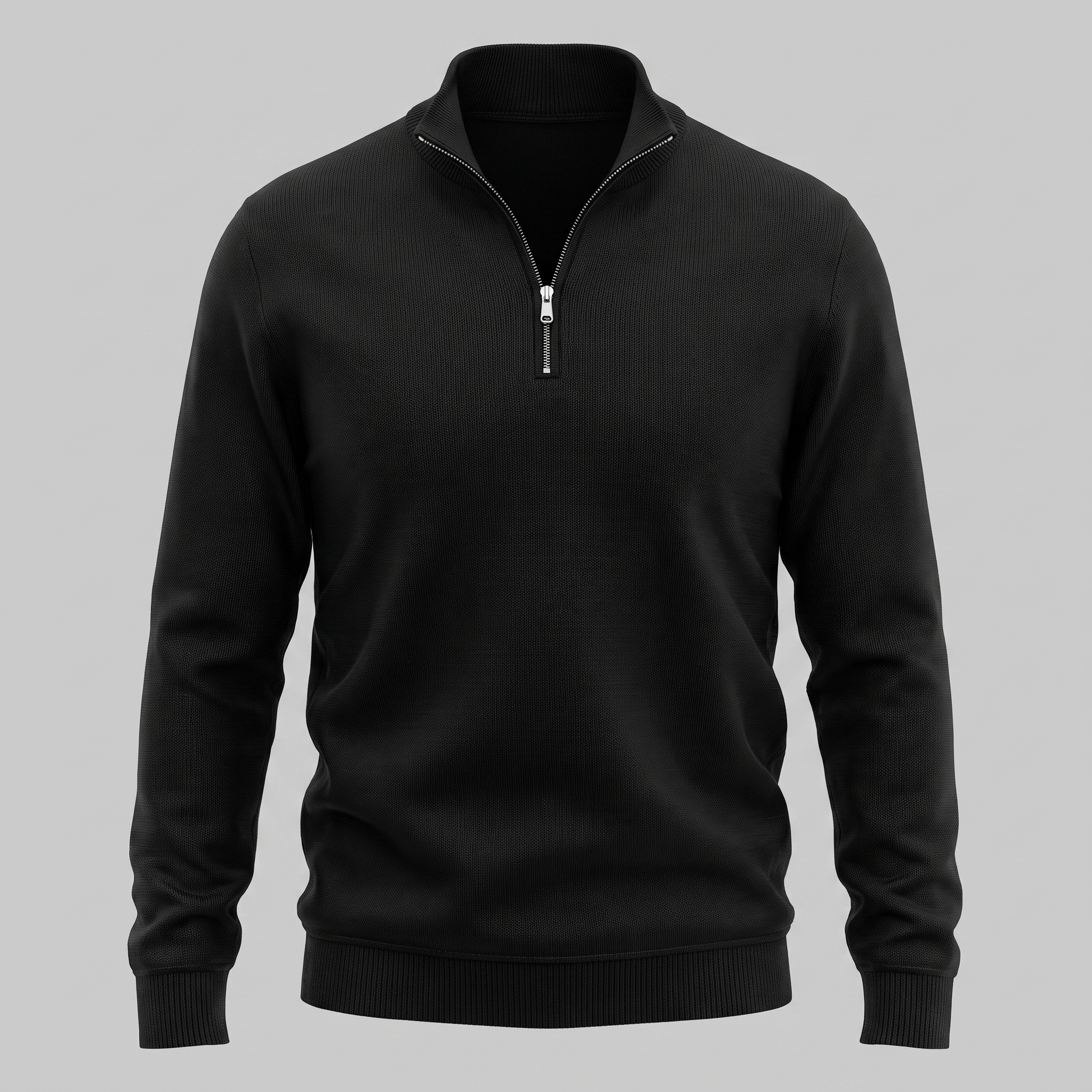 Herren Baumwoll-Pullover mit kurzem Reissverschluss