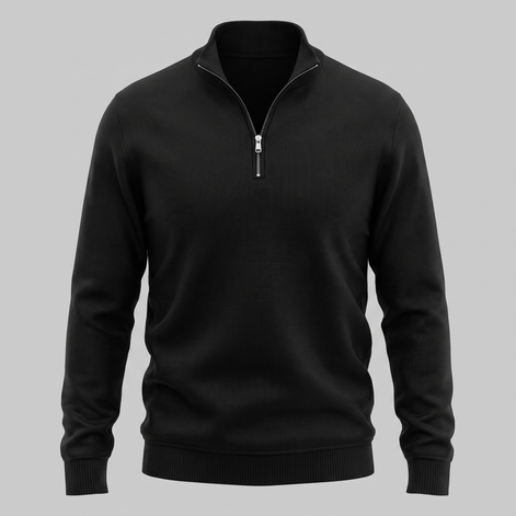 Herren Baumwoll-Pullover mit kurzem Reissverschluss